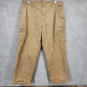 LL Bean Fleece Lined Cargo Pants 38x30 Cotton Blend Work‎ Utility Outdoor Beige